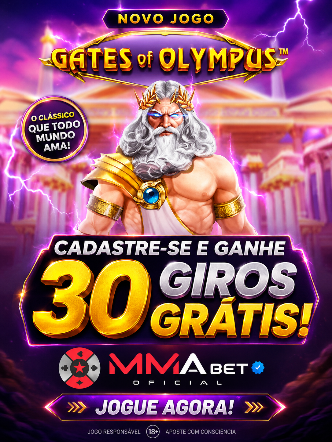 Cadastre-se e ganhe 30 giros grátis
